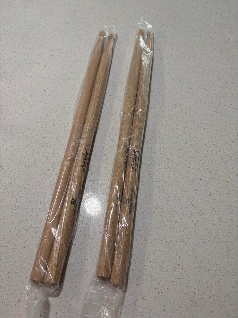 On Stage Sticks 2B Selected Hickory Natural Wood Drumsticks - Light Brown